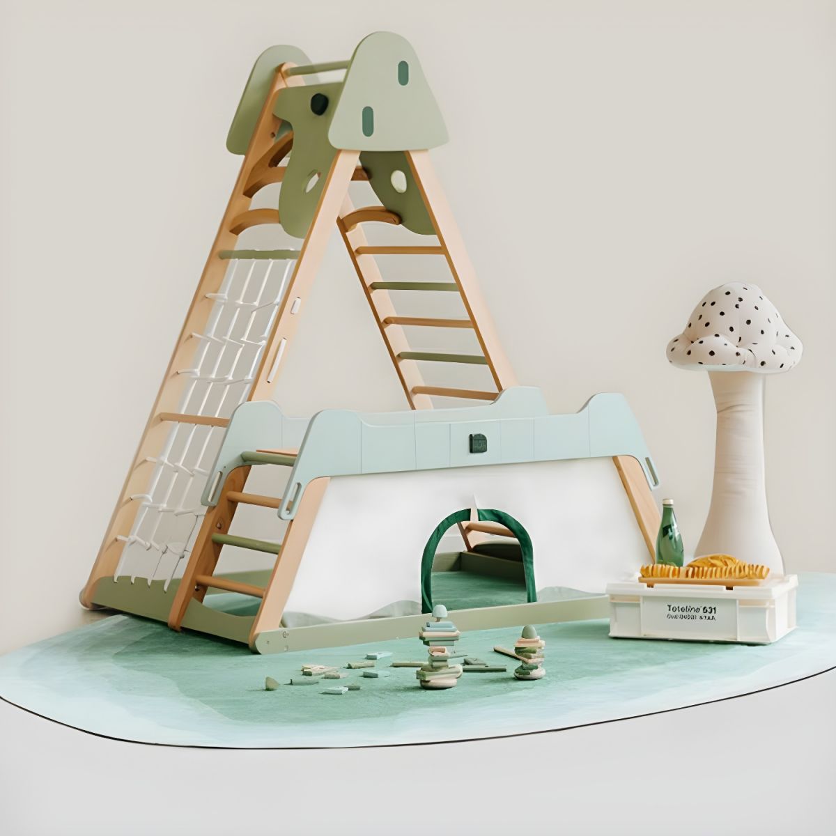 🥇Wood Children's Climbing Racks with Swing and Slide - Climbing Frame