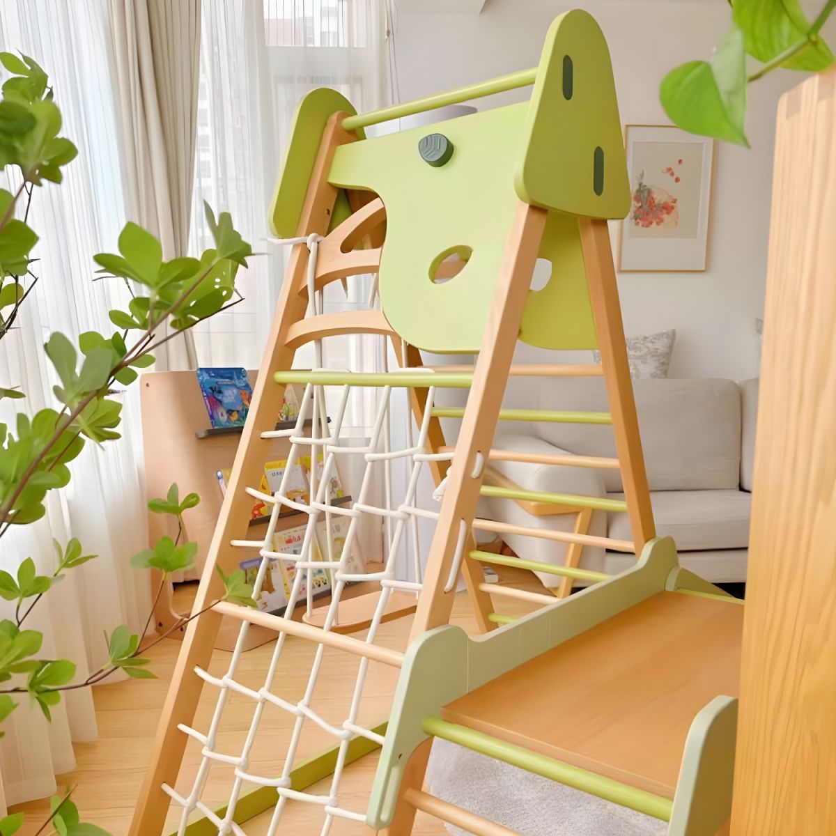 🥇Wood Children's Climbing Racks with Swing and Slide - Climbing Frame