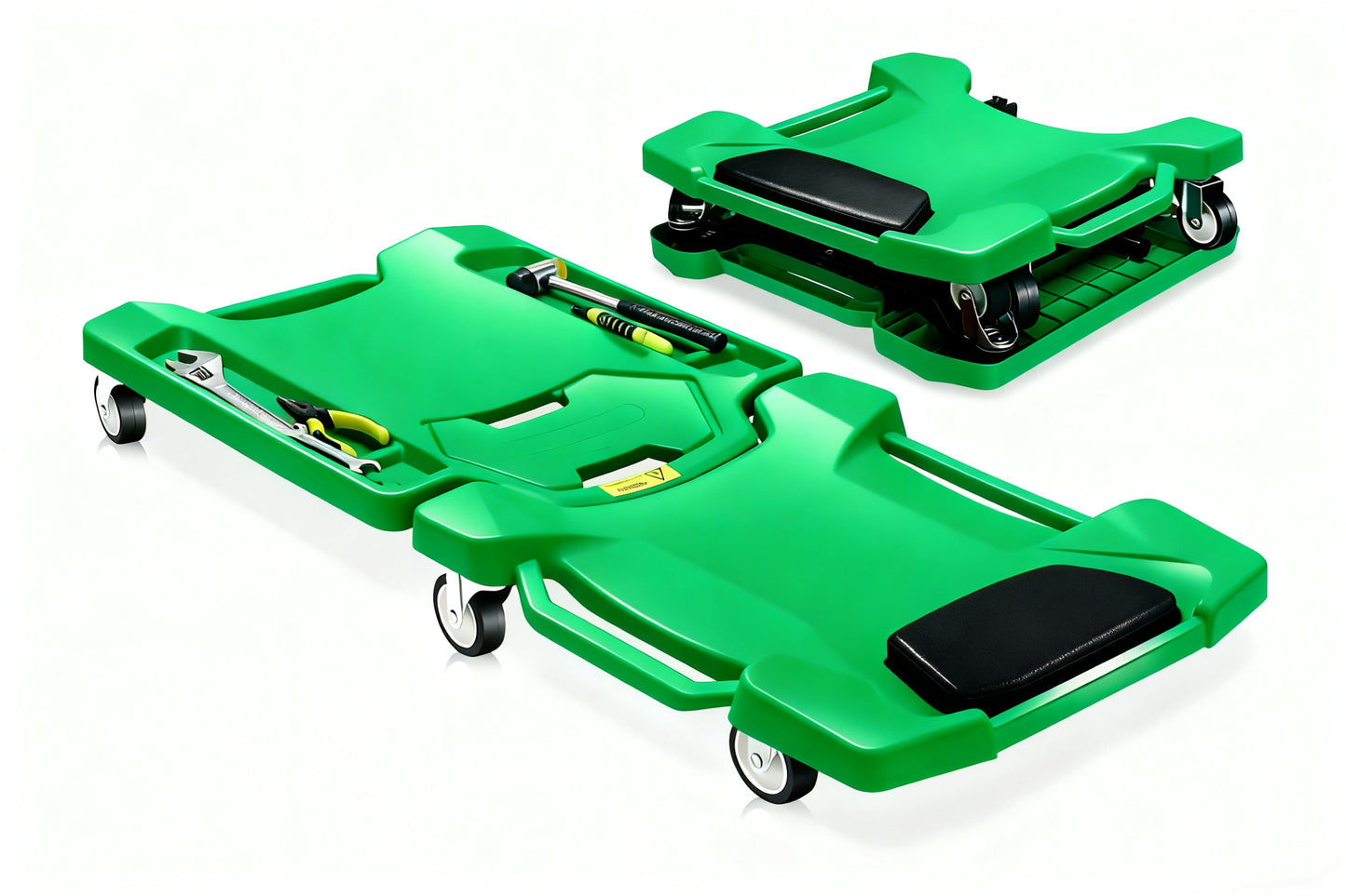 💥Foldable Mechanic's Track Cart, Auto Garage Repair Low Profile Bottom Rolling Track Cart with Padded Headrest and Dual Tool Trays, 41 Inch