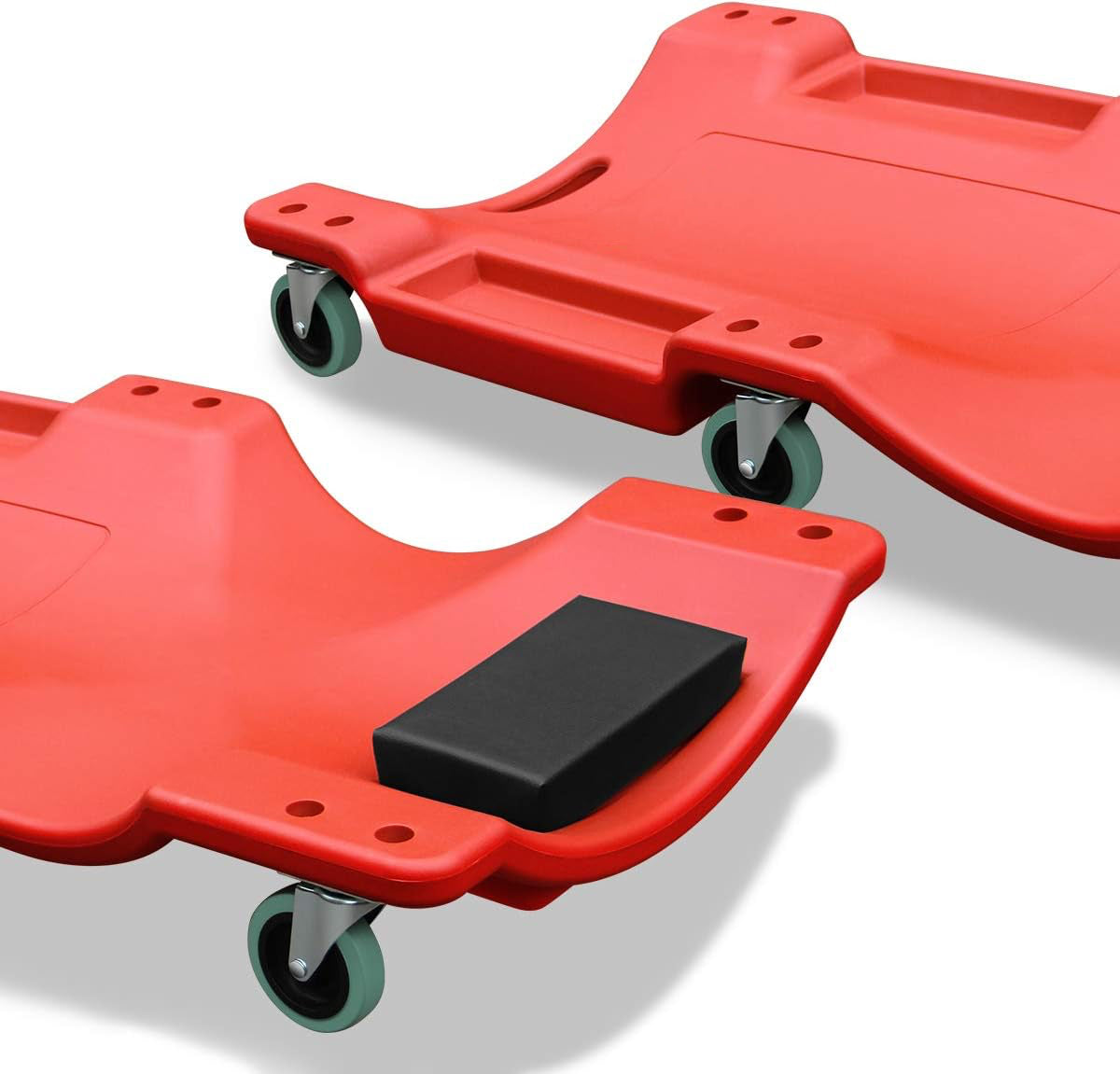 💥40" Mechanic Creeper, Blow-Mold Low Profile Rolling Garage Crawler with Padded Headrest, Dual Tool Trays, 350 lb Capacity