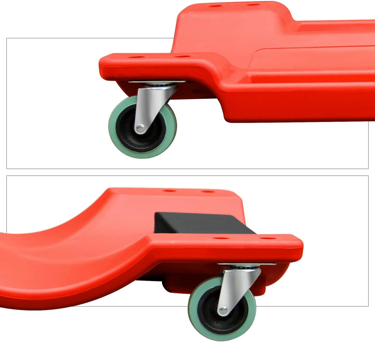 💥40" Mechanic Creeper, Blow-Mold Low Profile Rolling Garage Crawler with Padded Headrest, Dual Tool Trays, 350 lb Capacity