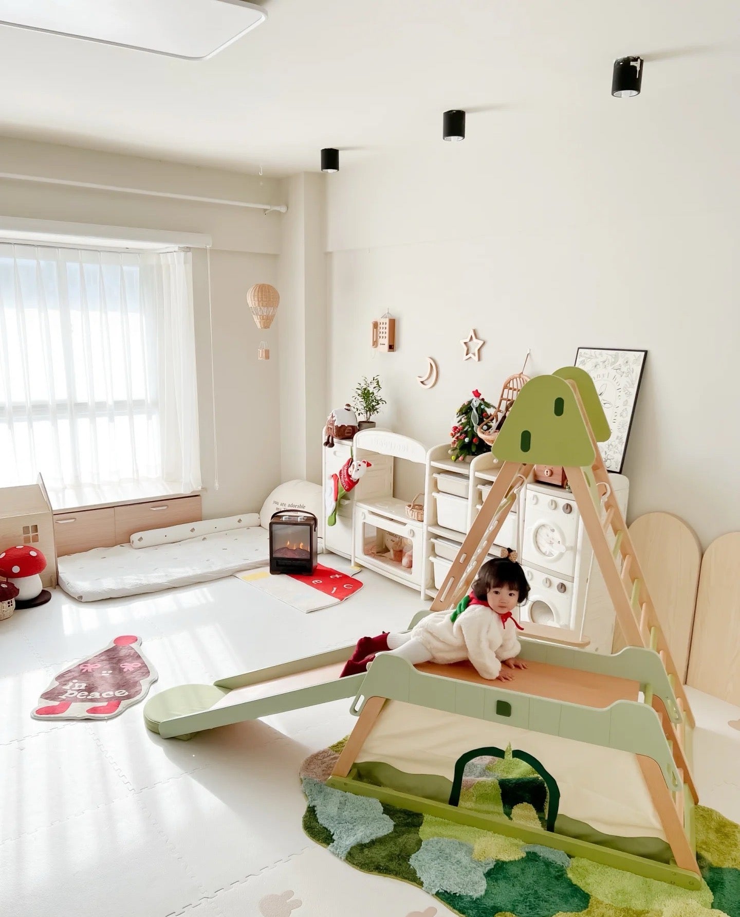 🥇Wood Children's Climbing Racks with Swing and Slide - Climbing Frame