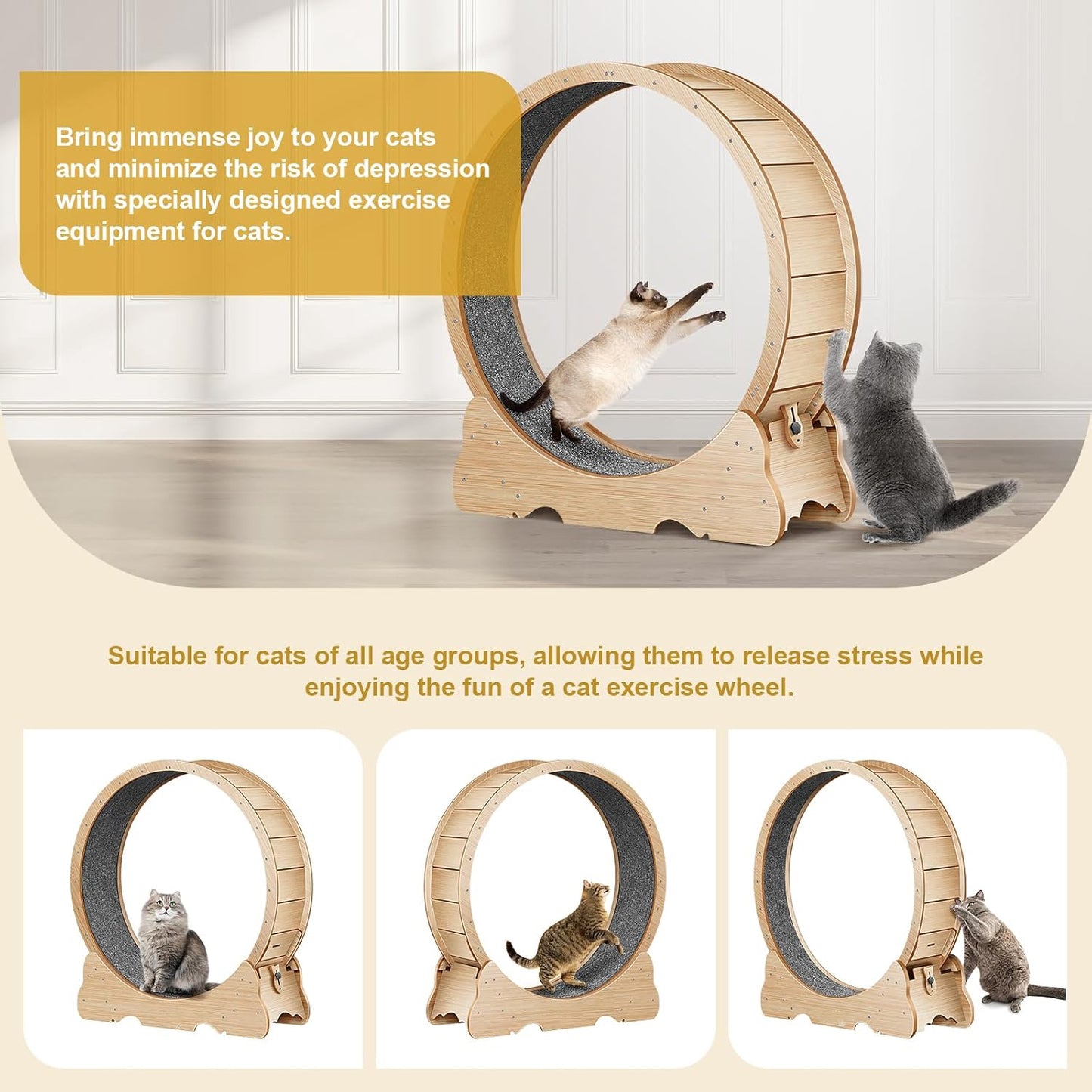 🐈Cat treadmill,Cat Wheel, 48" XL Large Cats Exercise Running Wheel, Cat Treadmill for Indoor Cats