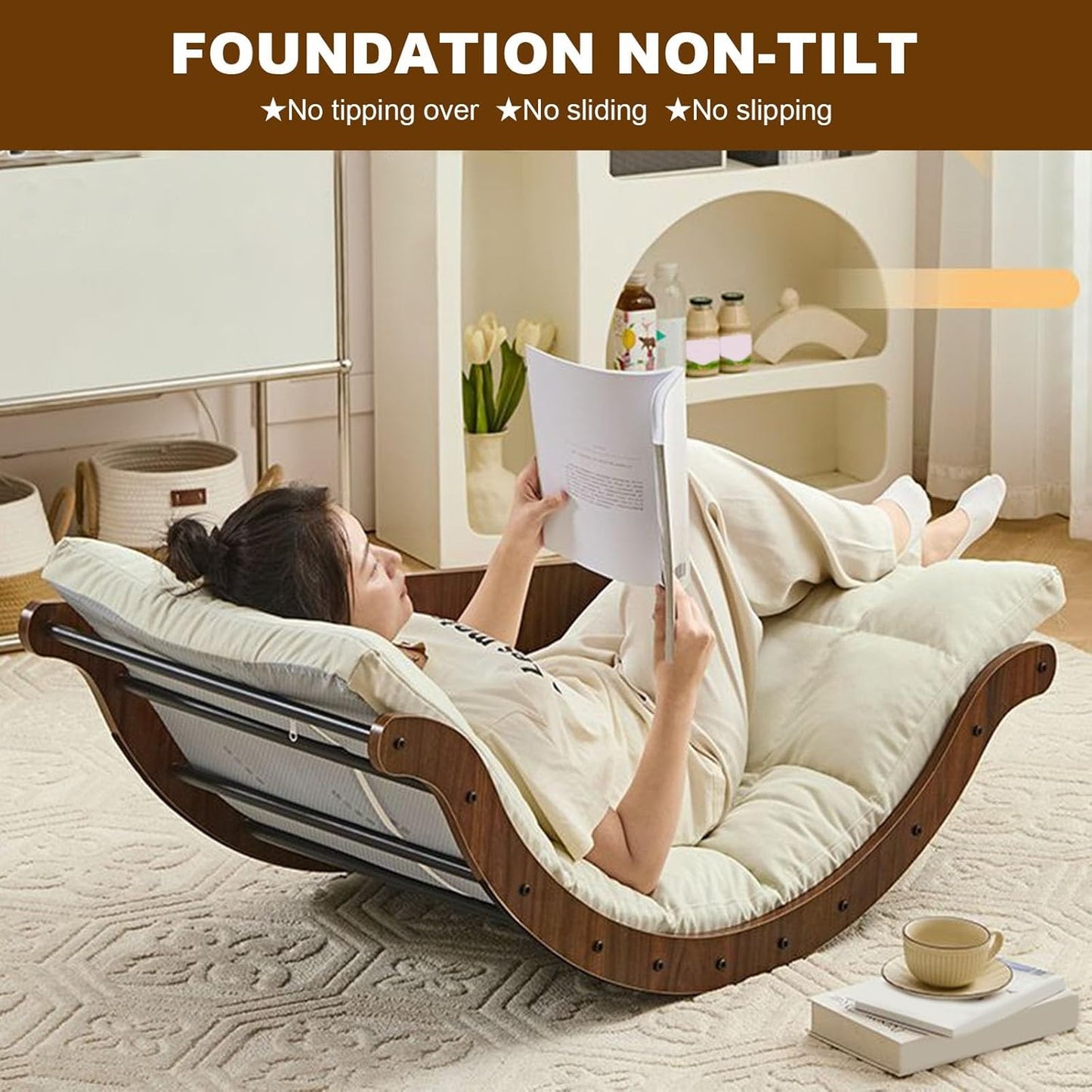 ✨Rocking Recliner Chair, Multifunctional Rocking Recliners, Solid Wood Recliner Rocking Chair with Cushion, Chair Recliner for Bedroom Living Room Balcony