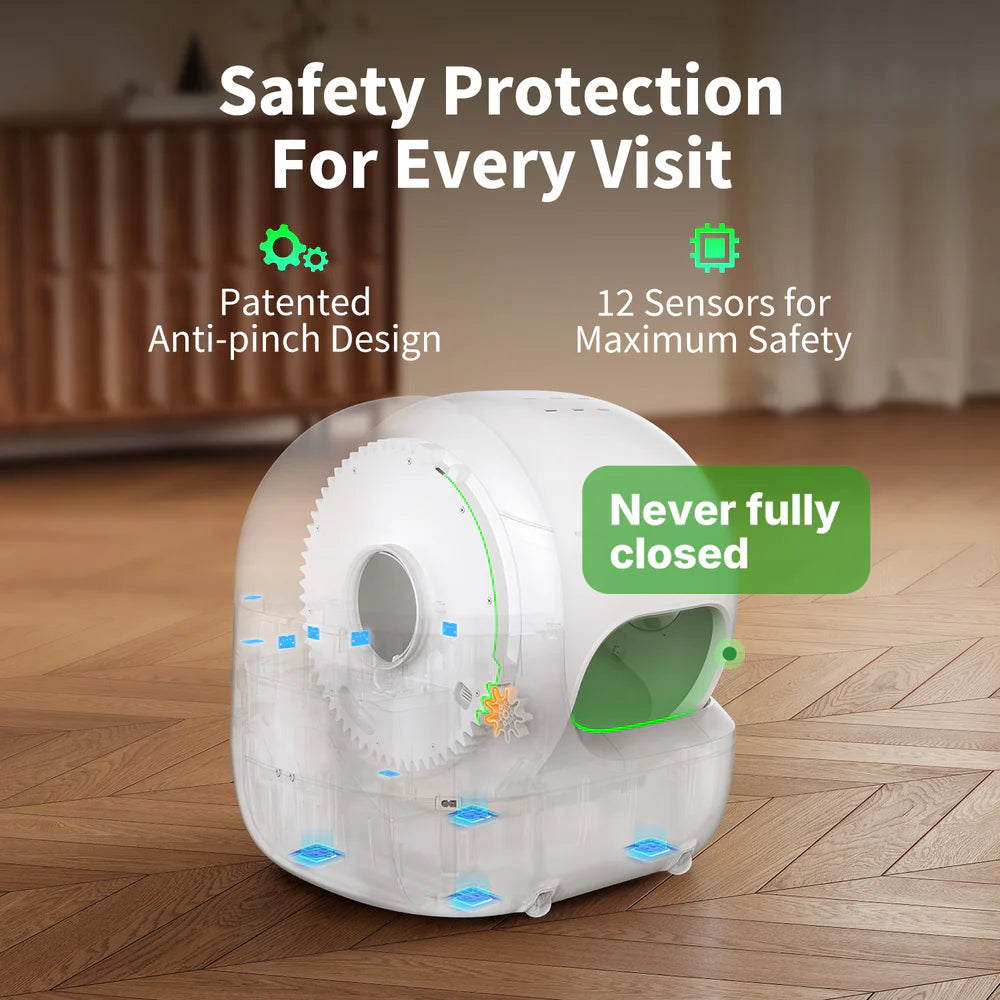 😺Advanced automatic litter box with AI camera to help you upgrade your cleaning regimen and provide hygienic pull-string waste management