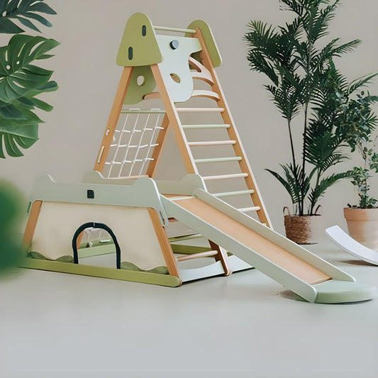 🥇Wood Children's Climbing Racks with Swing and Slide - Climbing Frame