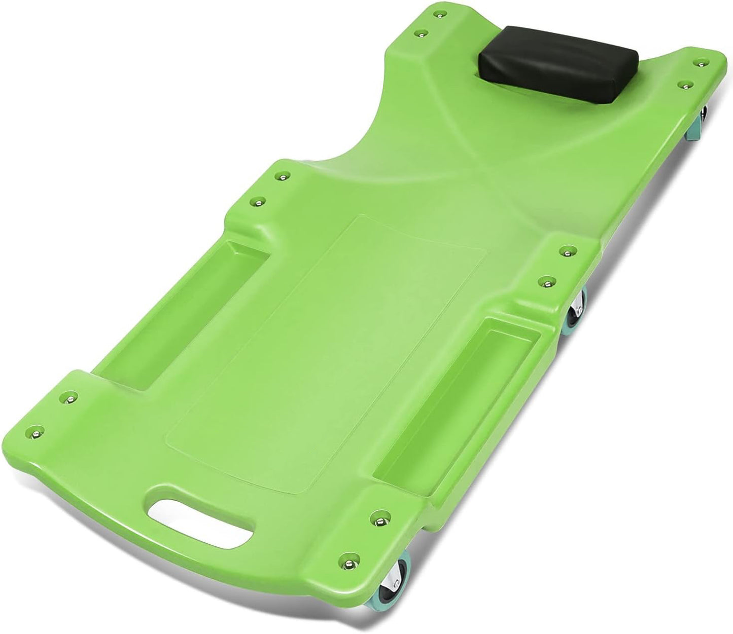 💥40" Mechanic Creeper, Blow-Mold Low Profile Rolling Garage Crawler with Padded Headrest, Dual Tool Trays, 350 lb Capacity