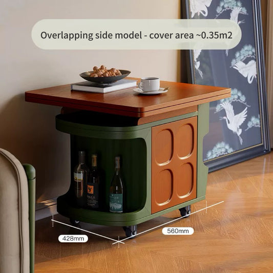 💥Adjustable height wooden coffee table with wheels and storage shelf – a multifunctional folding table suitable for living rooms, offices, and study rooms.