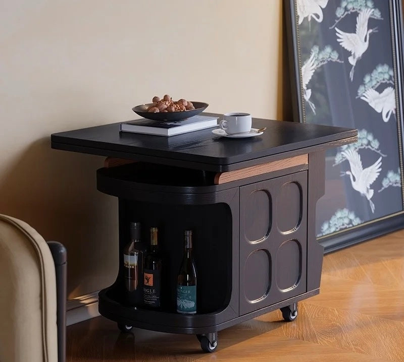 💥Adjustable height wooden coffee table with wheels and storage shelf – a multifunctional folding table suitable for living rooms, offices, and study rooms.