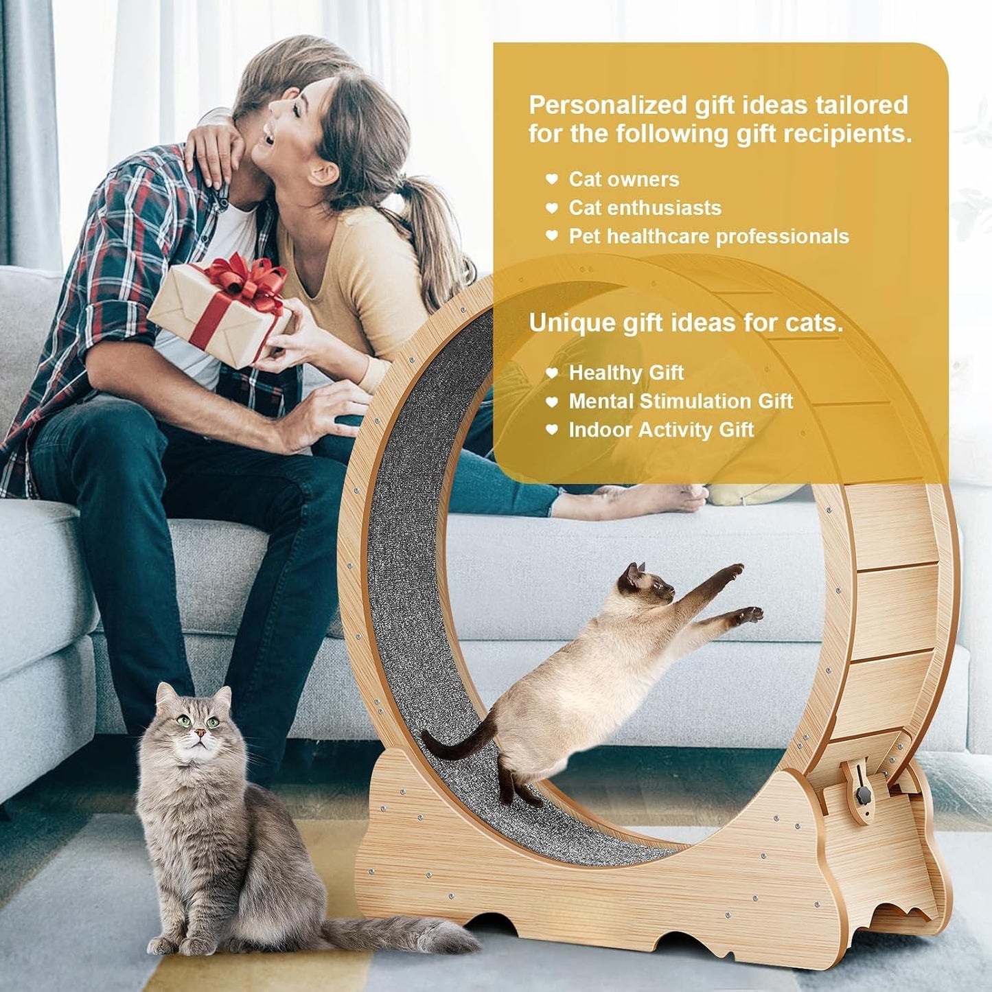 🐈Cat treadmill,Cat Wheel, 48" XL Large Cats Exercise Running Wheel, Cat Treadmill for Indoor Cats