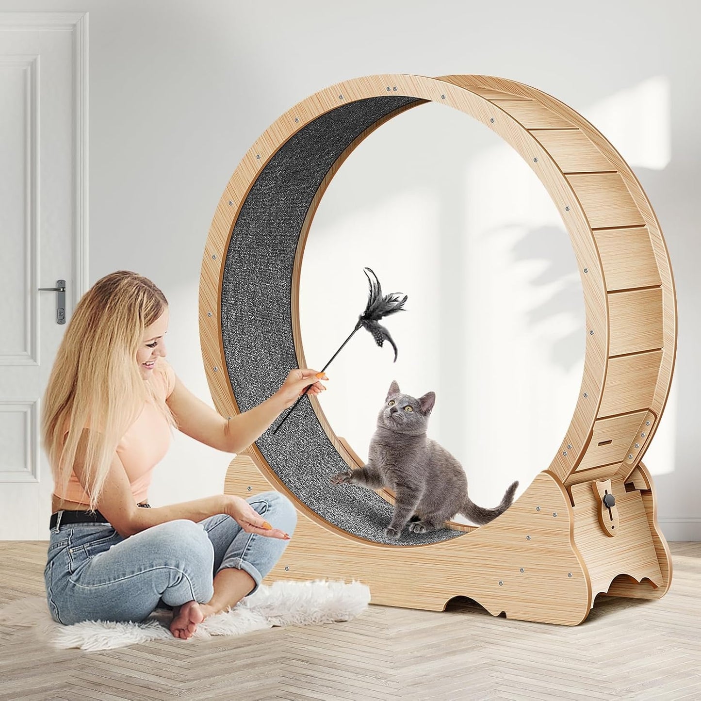 🐈Cat treadmill,Cat Wheel, 48" XL Large Cats Exercise Running Wheel, Cat Treadmill for Indoor Cats