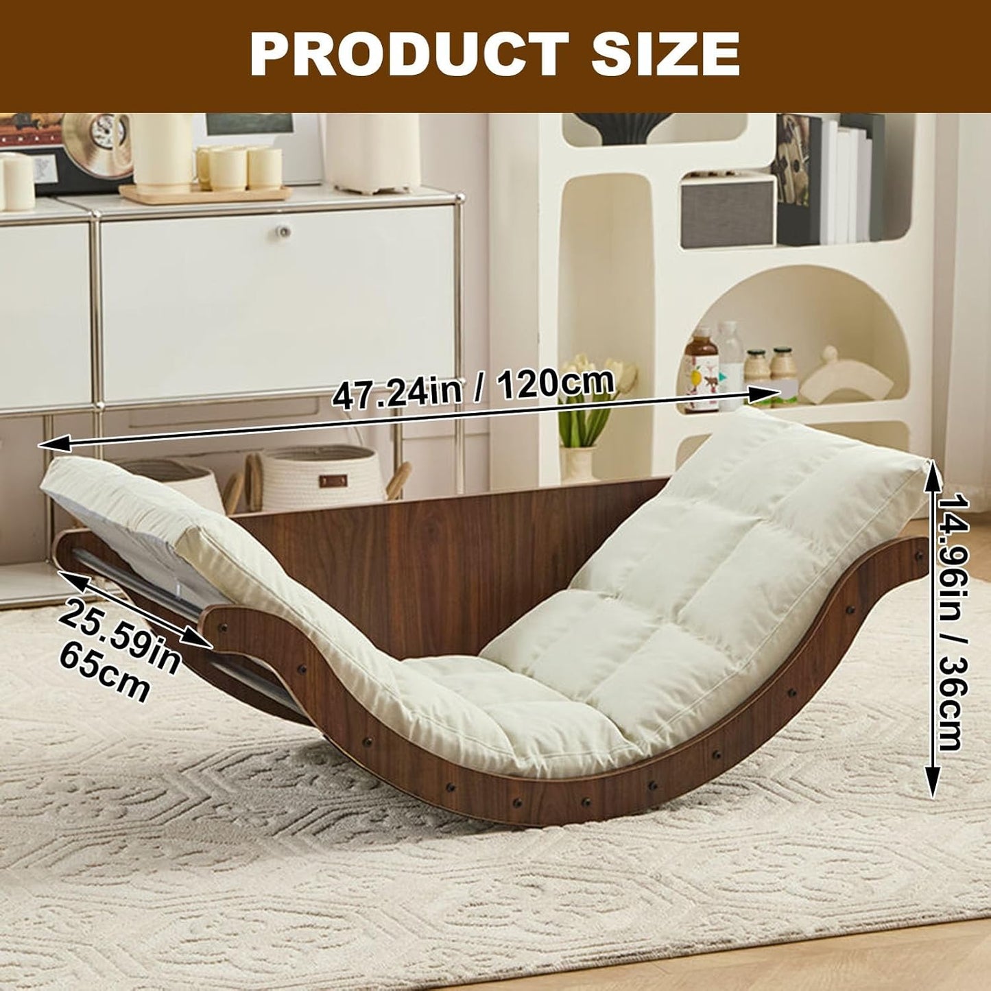 ✨Rocking Recliner Chair, Multifunctional Rocking Recliners, Solid Wood Recliner Rocking Chair with Cushion, Chair Recliner for Bedroom Living Room Balcony