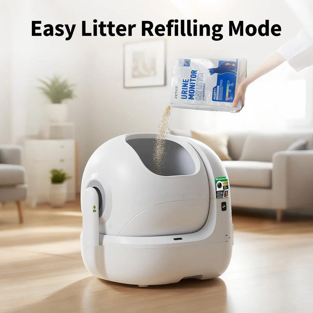 😺Advanced automatic litter box with AI camera to help you upgrade your cleaning regimen and provide hygienic pull-string waste management