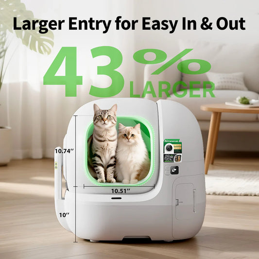😺Advanced automatic litter box with AI camera to help you upgrade your cleaning regimen and provide hygienic pull-string waste management
