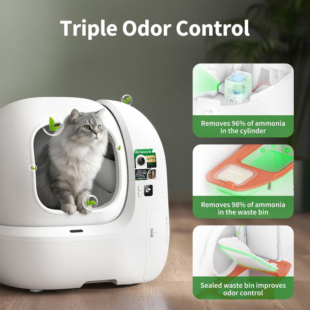 😺Advanced automatic litter box with AI camera to help you upgrade your cleaning regimen and provide hygienic pull-string waste management